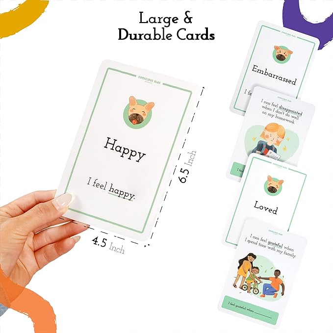 Emotion Cards for Kids - Expression Cards for Toddler to Learn and Communicate Their Emotions - Feeling in a Flash Card, Great Tool for ADHD, Autism, and Therapy | 50 Cards + 4