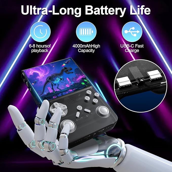 R40S Pro+ Handheld Game Console, 18000+ in 1 Games Mini Retro Video Console, 3.5-Inch IPS Screen,128GB TF Memory Memory,Built in 45+ Emulators,3800mAh Battery (Black 128G)