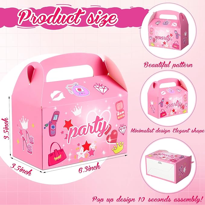 82 Pcs Hot Pink Princess Party Favors Kit Pink Princess Party Supplies Includes Girl Keychains Stickers Bracelets Bubble Waters Sunglasses Button Badge Gift Box