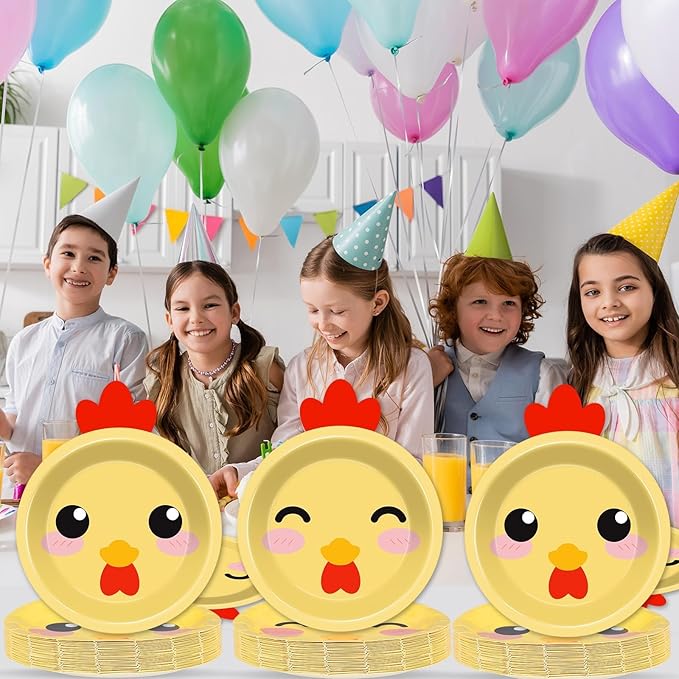 50 Count Chicken Paper Plates Chicken Shaped Disposable Plate Barnyard Farm Animal Theme Tableware Little Chick Birthday Party Dinnerware for Easter Gender Reveal Baby Shower Birthday Party Decoration