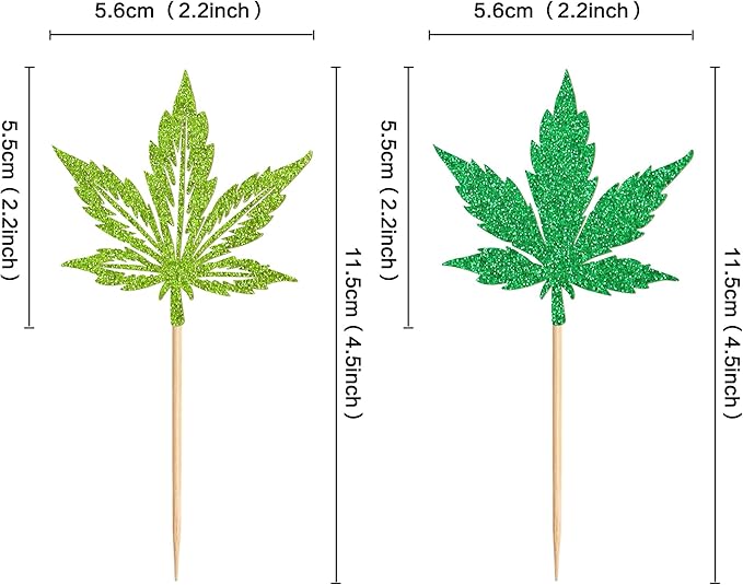 Ercadio 24 Pcs Green Glitter Marijuana Cupcake Toppers Have a Dope Birthday Cake Topper Cake Decorations for Men Women Marijuana Them Party Supplies