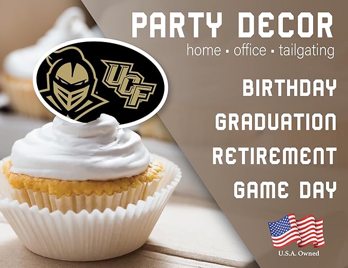 University of Central Florida Cupcake Topper Party Supplies for UCF Football, Birthday, Graduation Party Decorations (24 Pieces) (UCF Knights)