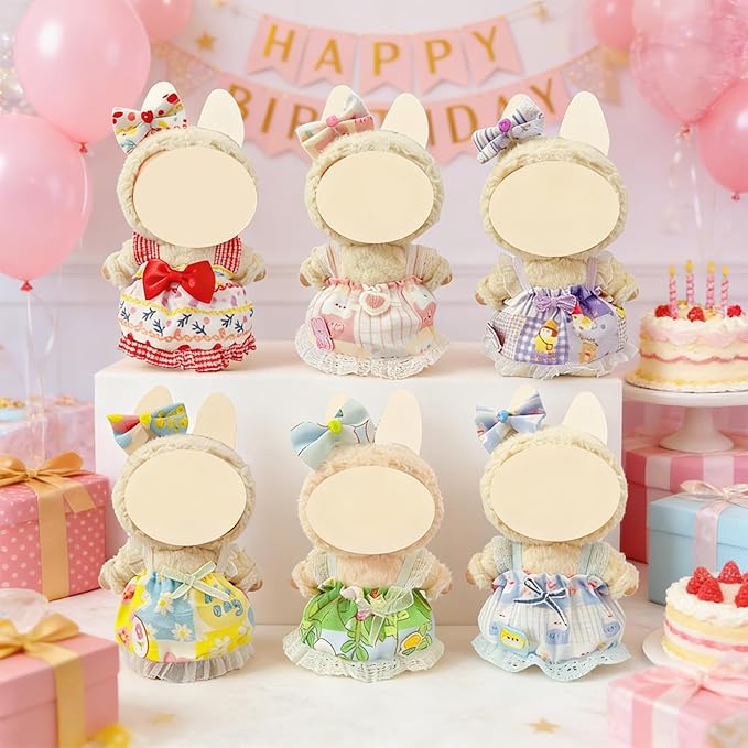 Clothes and Dress for Doll, 6 Pack Doll Outfits for 17cm Plush, Perfect for Play and Display, Accessories for Doll's Collectors, (No Dolls) (Set 1)