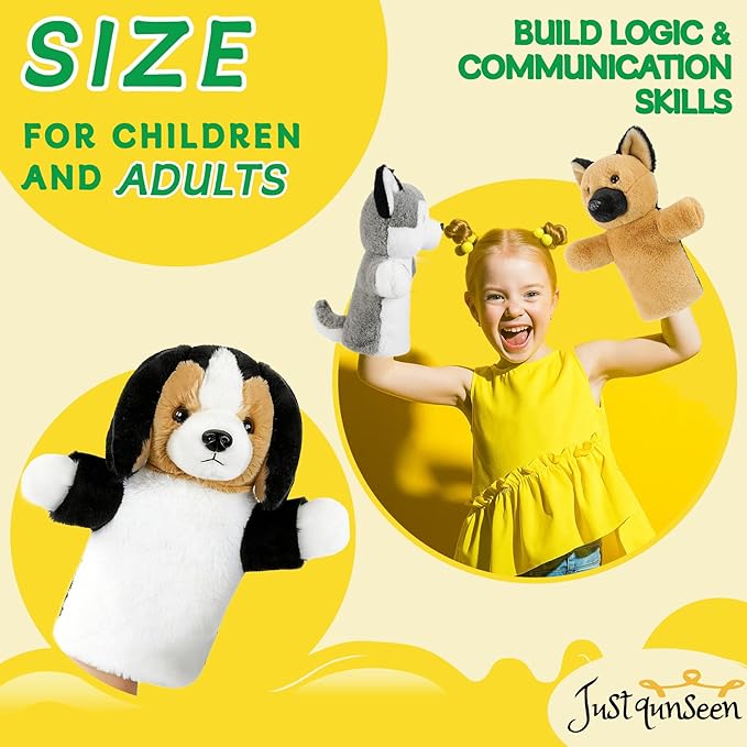 Hand Puppet for Kids Toddlers Plush Dog Won’t Shed Animal Toy for Role Play Storytelling Preschool Classroom Educational Birthday Beagle
