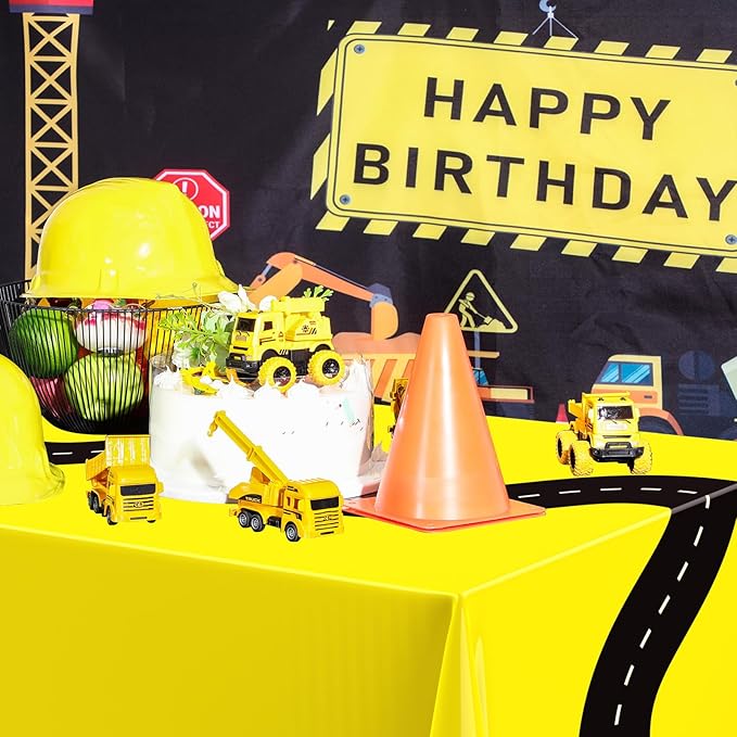 Irenare 3 Pcs Racing Table Cloths Car Birthday Party Supplies 54 x 108 Inch Racetrack Table Runner Covers Disposable Rectangular Road Tablecloth for Kids Boy Car Theme Birthday Party Decor (Yellow)