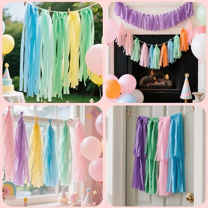 Crepe Paper Streamers Party Decorations, 6 Rolls Pink Rose Gold Party Streamers for Wedding, Birthday, Bachelorette, Baby Bridal Shower Party Decorations