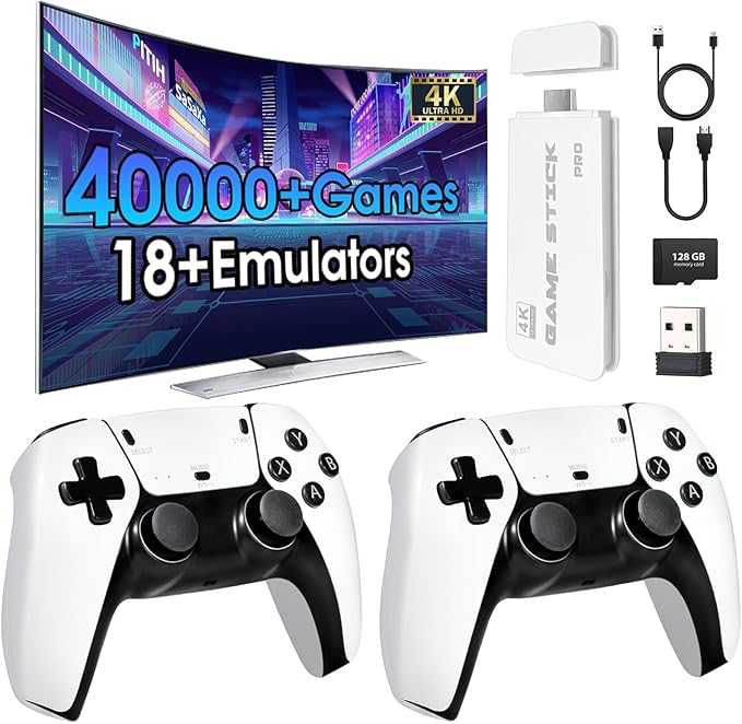 TEFELE 2026New Wireless Retro Game Console 23 Simulators and Over 40,000 Games 2.4G Wireless Controllers(128G)