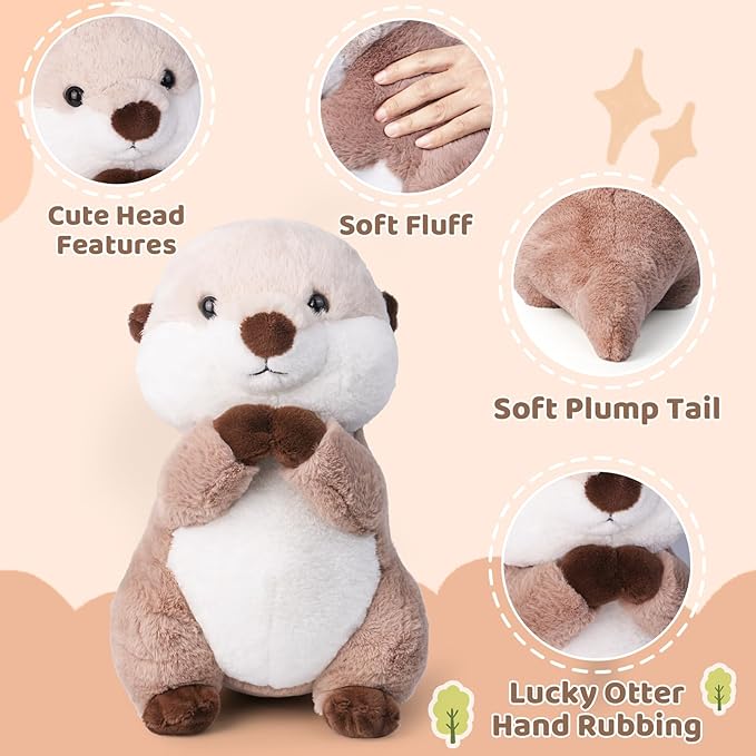 Cute Otter Stuffed Animals Soft Sea Otter Plushie Toy 15.7" Christmas Birthday Party Plush Gift for Kids Children Girls Boys