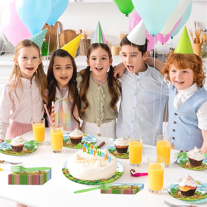 96Pcs Groundhog Day Decorations Tableware Set Happy Groundhog Day Paper Plates Napkins Forks Spring Animals February 2nd Ground hog Holiday Celebration Decor Party Supplies Serve 24 Guests
