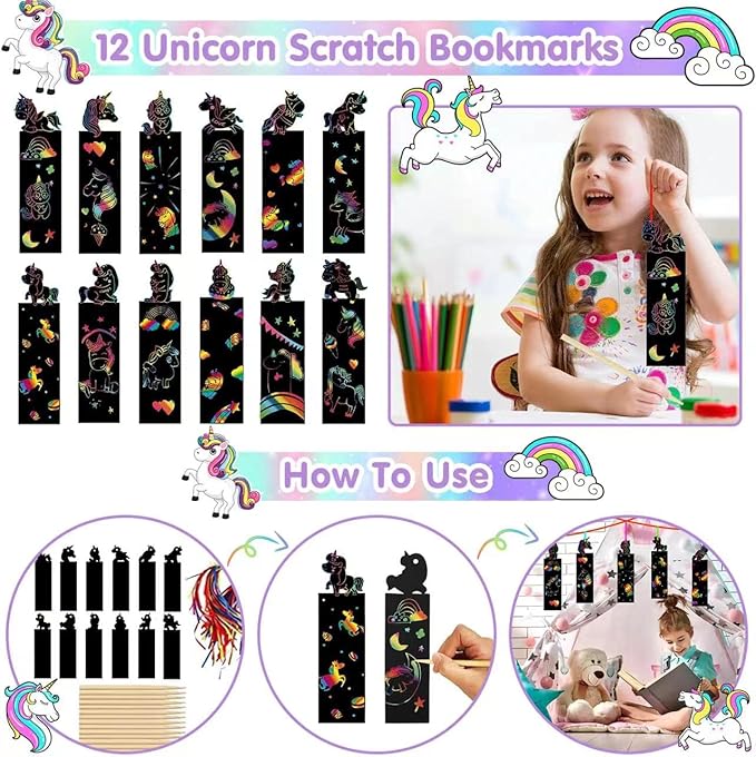 ANPHILE Unicorn Party Favors, 134 Pcs Unicorn Birthday Party Decorations Goodie Bags Keychains Slap Bracelets Stickers Rings Pinata Fillers for Birthday Party