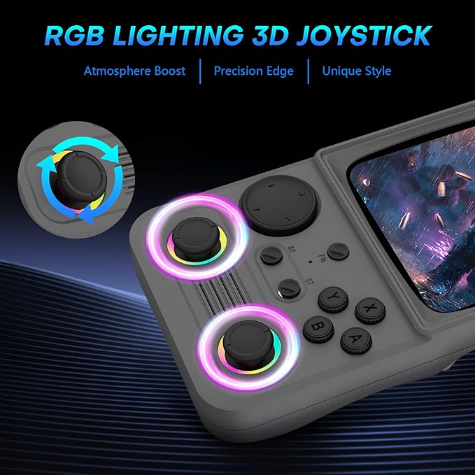 R36TMAX Retro Handheld Game Console, Retro Gaming Console with 4.0 Inch 720x720 IPS Screen, Portable Handheld Linux System, 4000mAh Battery (Charcoal Gray-64GB)