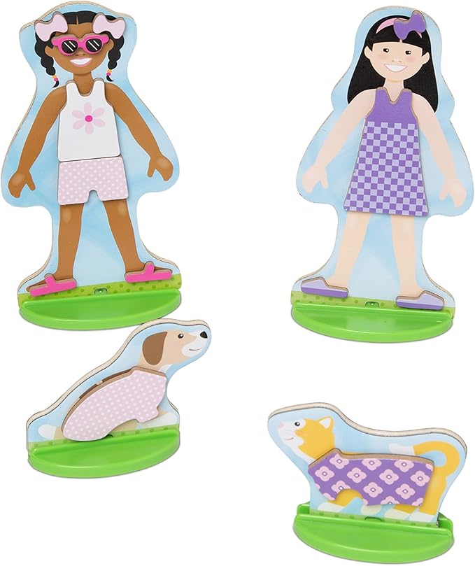 Melissa & Doug Best Friends Magnetic Dress-Up Wooden Dolls Pretend Play Set (78 pcs)