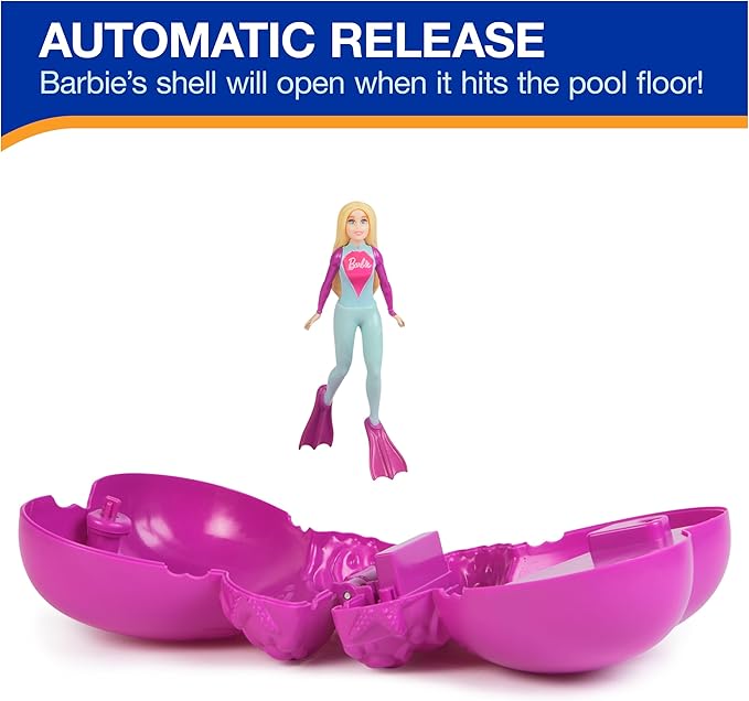 SwimWays Barbie Dive N’ Surprise, Swimming Pool Accessories & Kids Pool Toys, Pool Party Supplies, Barbie Toys for Kids Ages 5 & Up