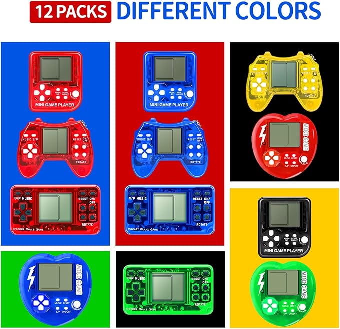 12Pcs Video Game Party Favors, Valentines Day Gifts Mini Video Game Birthday Decorations Game Keychains, Return Gifts for Birthday Party Supplies for Kids Classroom Prizes
