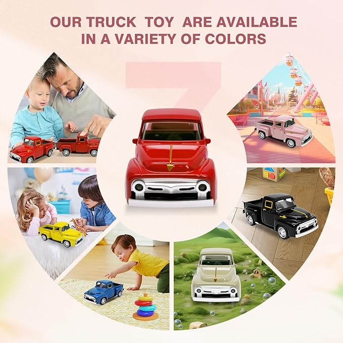 Little Red Truck Toy for Toddlers 2 3 4 5 6 7 8 Year Old Boys Girls,1:32 Alloy Toddlers Car Toy Driveable,Car Door Can Open,Toy Trucks for Kids Easter Christmas Birthday Gifts