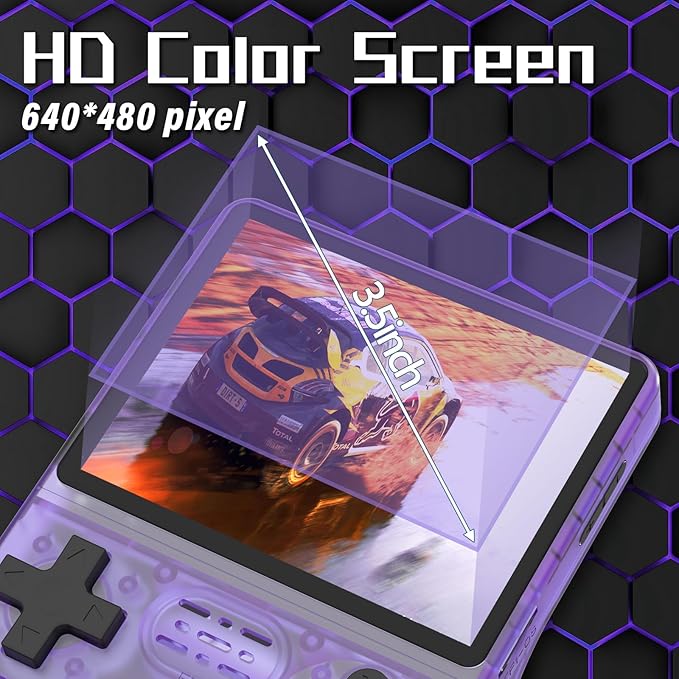 FVBADE 【30000 in 1】 R40S PRO Handheld Game Console 3.5 inch IPS Screen Mini Retro Console 3800mAh Portable Pocket Arcade 12+ Mainstream Emulator 256G TF Card Transparent