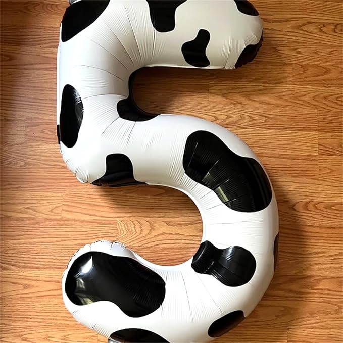 Large Number Balloons 40 Inch, Cow Print Self Inflating 3 Balloons for Boys Girls Cowboy Cowgirl Theme Party Decor Baby Shower 3rd Birthday Party Decoration Farm Animal Theme Party Supplies