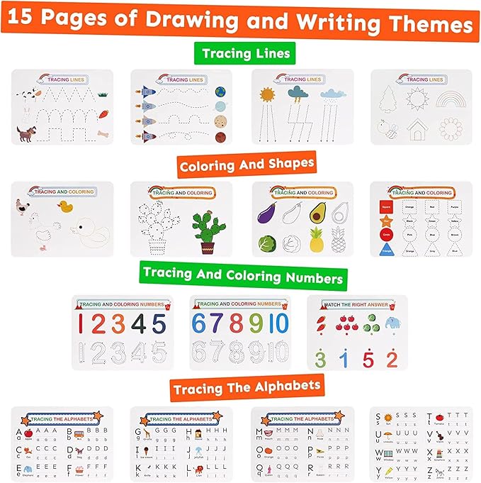 HAN-MM Busy Book for Toddlers 3-5, Montessori Busy Book with 30 Themes and 8 Markers, Kids Binder and Early Learning Toys, Preschool Busy Books for Toddlers, Tracing Coloring Book, BusyTots