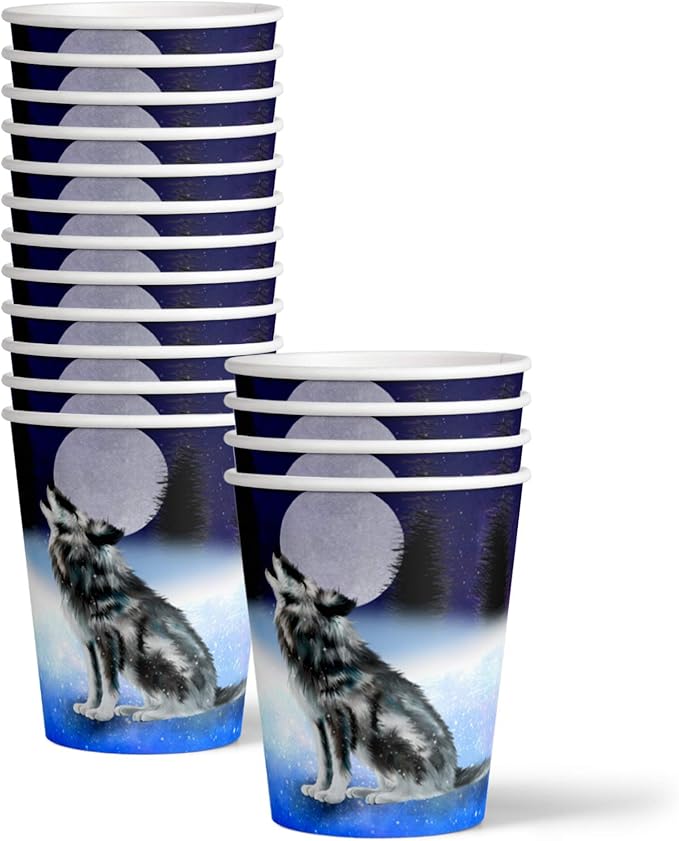 Wolf Birthday Party Supplies Set Plates Napkins Cups Tableware Kit for 16