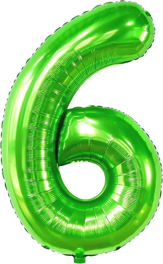 KatchOn, Giant Light Green Number 6 Balloon - 40 Inch | 6th Birthday Balloon for 6th Birthday Decorations | 6 Balloons for Birthday | 6 Year Old balloon for 6 Year Decorations