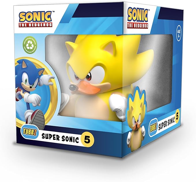 TUBBZ Boxed Edition Super Sonic Collectible Vinyl Rubber Duck Figure - Official Sonic The Hedgehog Merchandise - TV, Movies & Video Games