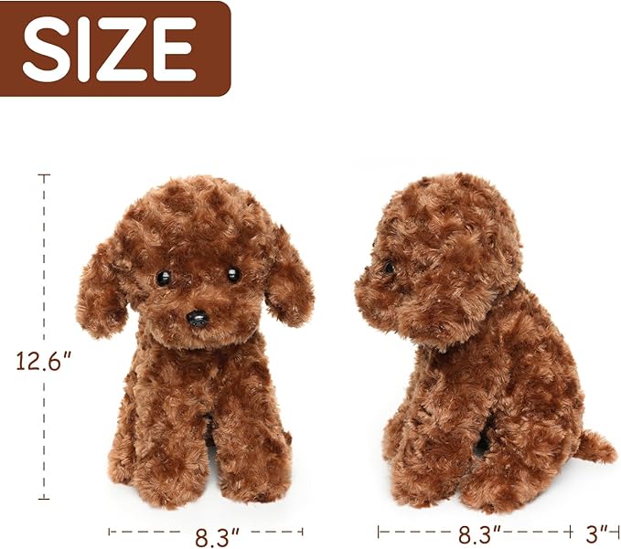 Adorable Labradoodle Plush Toy Fluffy Red Brown Poodle Stuffed Animal Dog Puppy, 12.6" - Perfect for Kids, Babies, Birthday, Nursery