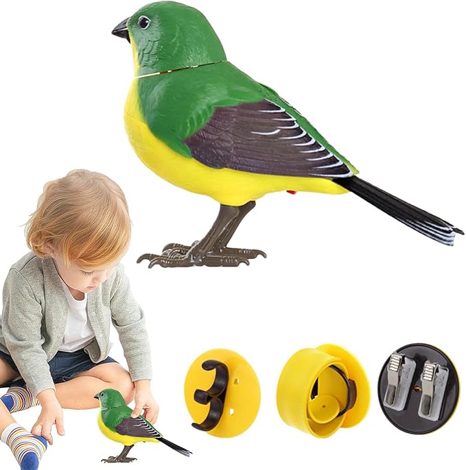 Electric Singing Bird Toy, Realistic Chirping & Light Control, Battery Operated for Home Decoration