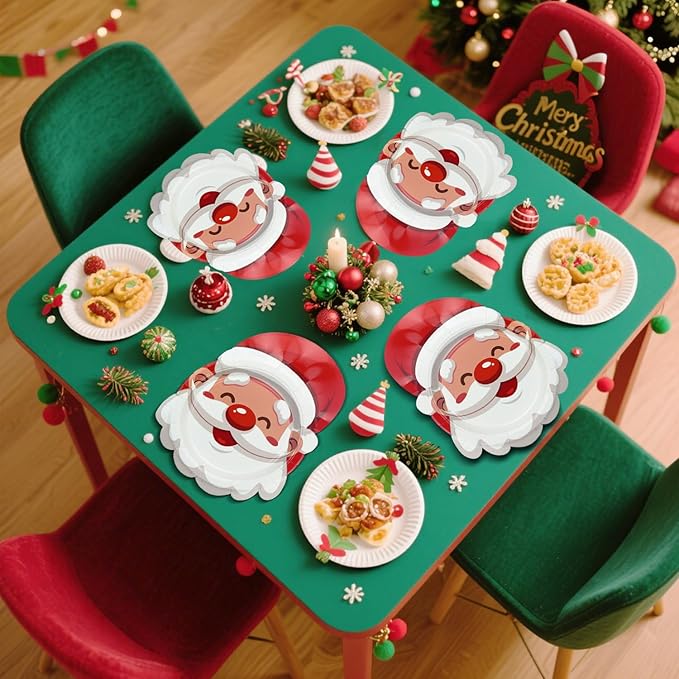 Christmas Plates, 60 Pcs Santa Paper Plates for Merry Christmas Decorations Xmas Winter Holiday Party Supplies