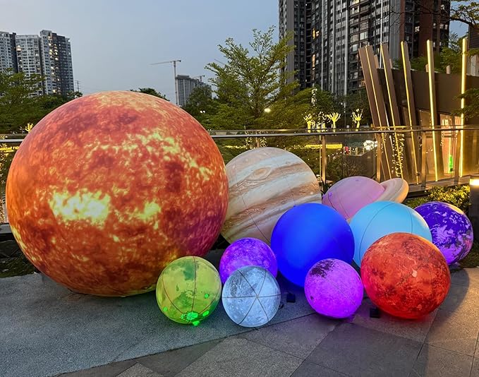 Inflatable Space Planets Solar System Set-8 Planets +Pluto+Sun and Moon-11 Pieces, Astronomy for Learning Education, Demonstration Tool, Galaxy Space Theme Party Decoration