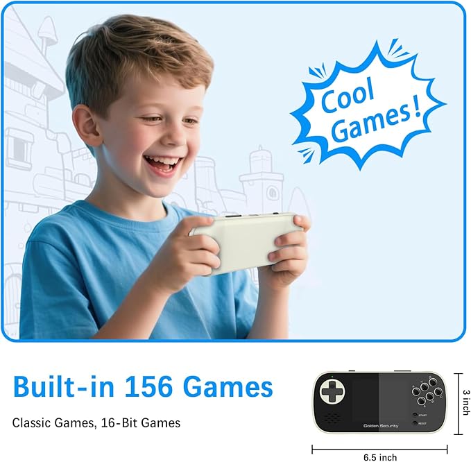 Handheld Game for Kids, Retro Gaming Console with 156 Retro Video Games, Handheld Game Console with Rechargeable Battery 3.5" LCD Screen, Mini Arcade Electronic Toy Gifts for Boys Girls (White)