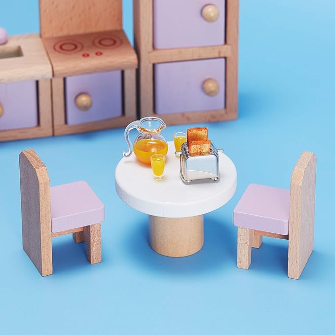 Dollhouse Accessories Decoration 1:12/1:6 Dollhouse Miniature Scene Model Mini Kitchen Accessories Set Scene Breakfast Bulk Pretend Toy DIY Birthday Gift Decor(Juice, Butter, Bread Machine Set)