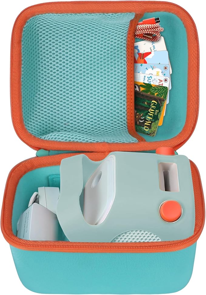 Hard Case Compatible with Yoto Player Kids Speaker Kids Audio Music Children Player Audiobook Cards Radio (Teal + Orange Case)