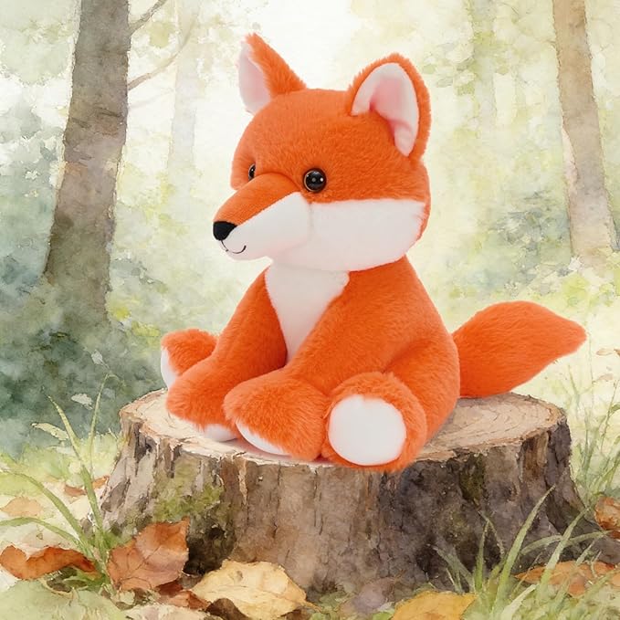 MaoGoLan 5 Pcs Woodland Animals Plushies Bulk Stuffed Woodland Toys Baby Shower Decorations, 8'' Grizzly Bear Deer Fox Raccoon Red Panda Forest Party Favors Easter Valentines Gifts for Girls
