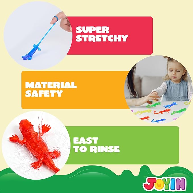 JOYIN 48Pcs Sticky Lizards Party Favors, Easter Egg Fillers Party Favors Set for Kids, Holiday Traditions, Classroom Treasure Box, Carnival Prizes, Bulk Pinata Stuff Mini Toys, goodie bags for Kids
