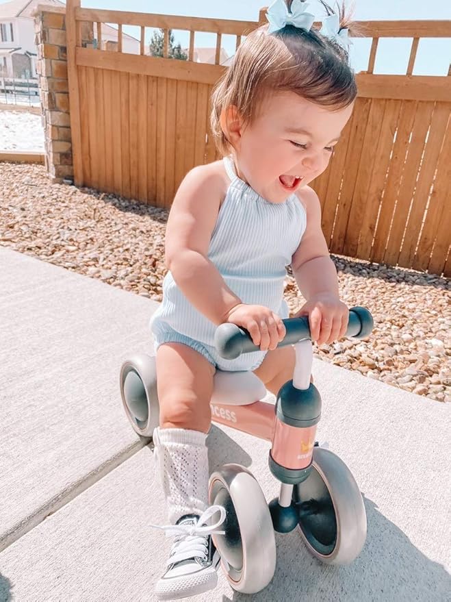 BEKILOLE 1 Year Old Girl Gifts Baby Balance Bike 1st Birthday Girl Gift with LED Light Up Wheels for 12-24 Months Toddlers - ASTM Certified 2-Minute Assembly Pink First Ride On Training Toy