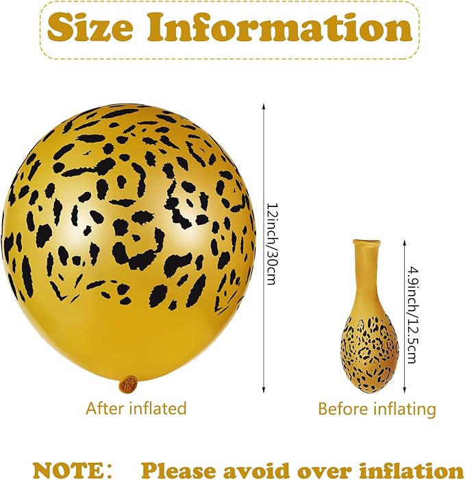 Gejoy 36 Pcs Cheetah Balloons Gold Leopard Print Balloons 12 Inch Spots Latex Leopard Jungle Animal Decorations for Cheetah Zoo Theme Birthday Party Supplies