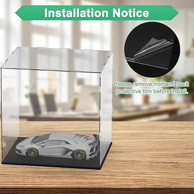 Clear Acrylic Display Case, 12 x 10 x 12 Inch Assemble Clear Acrylic Display Box Dustproof for Action Figures/Model/Statues/Collectibles/Doll/Toys/Home Storage