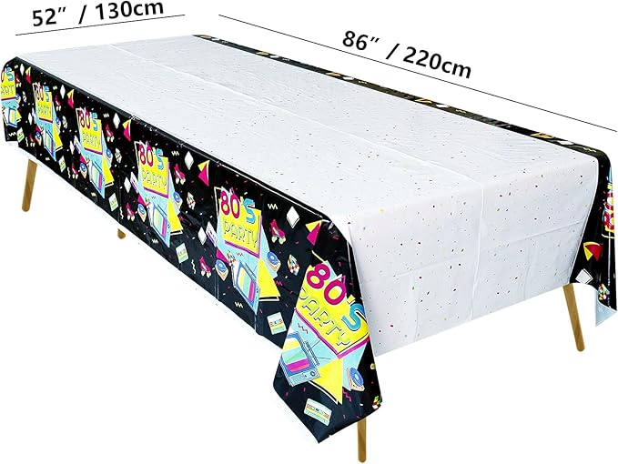 80s Party Supplies - 122 Pcs Plates, Napkins, Tablecloth Set for Back to the 80s Party Decorations - Serves 40