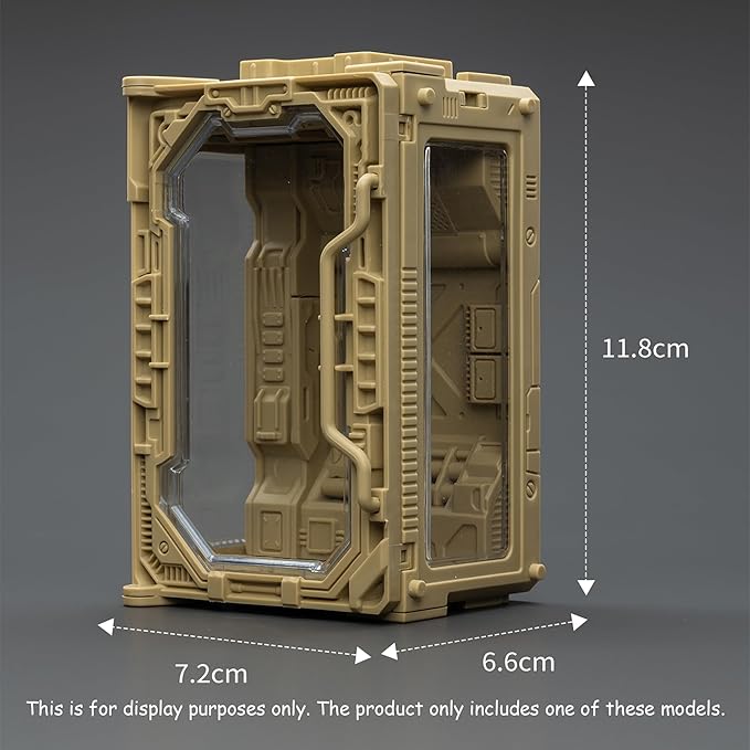 JOYTOY 5'' Display Box,Action Figures Display Case - Individual Soldier Hangar Display Case - Ash Yellow C - Dustproof Collectibles Box Ages 15+