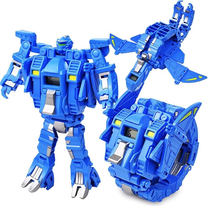 Transformer Dinosaur Watch Robot Toys,Deformation Electronic Watch Dinosaur Animal Robot Action Figure Toys for Adult Kids Boys Girls (Blue)