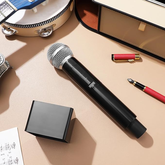 ibasenice Simulation Microphone Toy with Square Mic Flag Prop for Kids Stage Play Cosplay Parties and Speech Practice 9.65 Inch Portable Plastic Fake Microphone