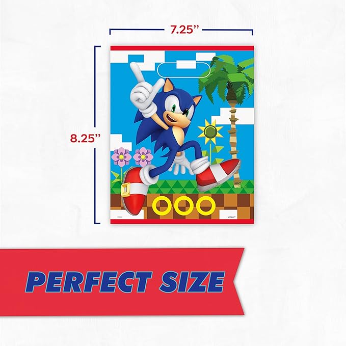 Unique Sonic Party Bags | 24 ct | Sonic Goodie Bags for Sonic Party Favors | Sonic Birthday Party Decorations | Includes Sticker for Birthday Child