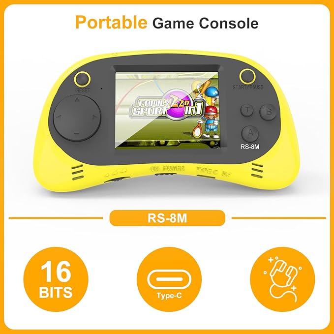 Handheld Games for Kids -16 Bit Retro Video Game with 220 HD Electronic Games - 2.5'' IPS Portable Travel Game Gifts for Boys Girls Ages 4-12 (Blue)
