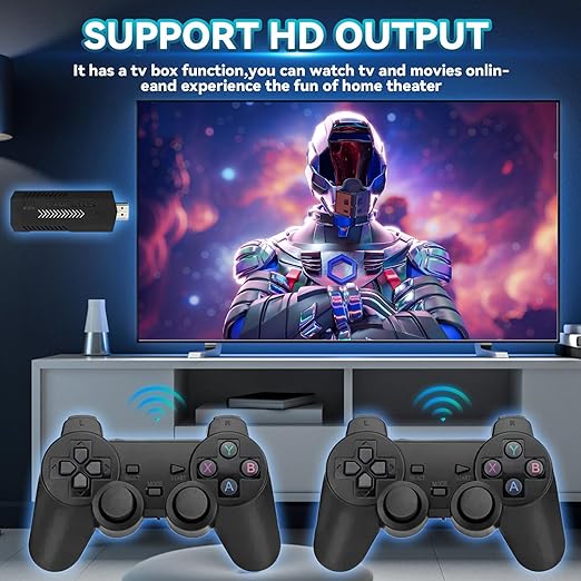 KINMRIS X2 Plus Retro Gaming Console 256G Built-in 60000 3D Games 50+ emulators 4K HD Video Game Stick Plug&Play With Two Wireless Controller