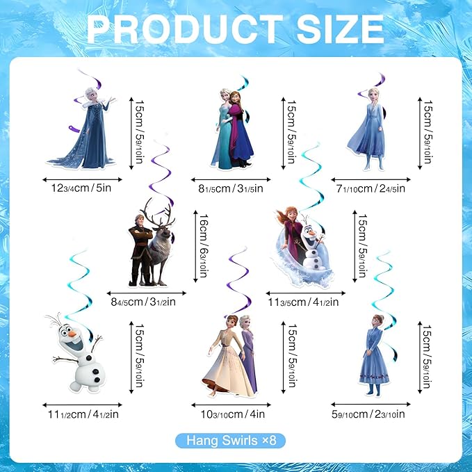 Cute Popular Cartoon Theme Decorations Banner Hanging Swirls, Cute Blue Happy Birthday Decorations for Fans, Party Supplies for Girls Boys