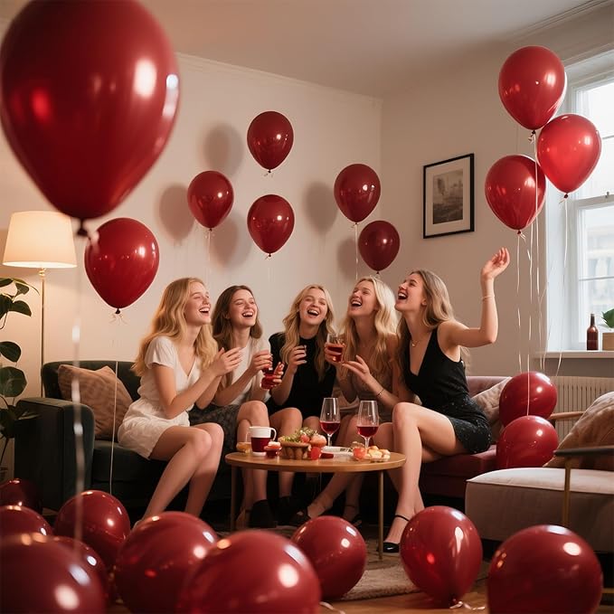 100pcs Burgundy Balloons 12inch Dark Red Maroon Party Latex Balloons for Graduation Thanksgiving Wedding Engagement Birthday Anniversary Valentines Party Decorations