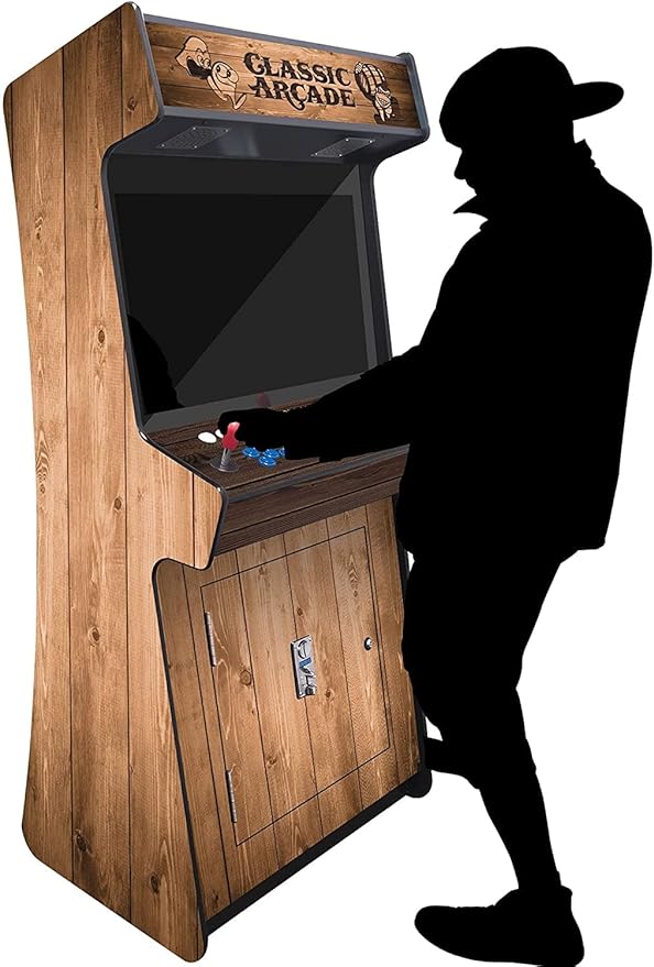 Creative Arcades Full-Size Commercial Grade Cabinet Arcade Machines | Stools Included | Slim Woodgrain Edition | 32" Screen (6296 Games (2-Player), Light Pine)