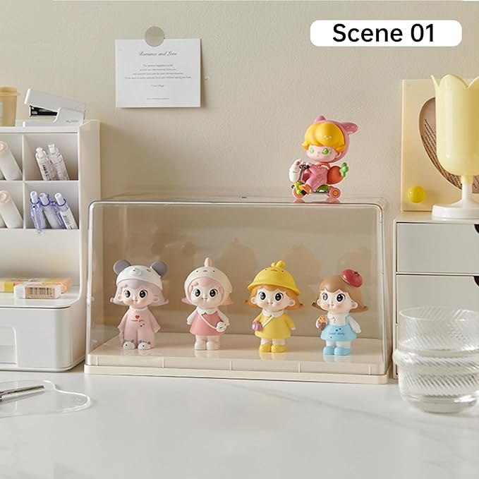 2 Tiers Clear Display Case for Figures, Stackable Acrylic Storage Organizers Box with Cover, Large Dustproof Showcase for Collectibles Action Figure(1, Small)