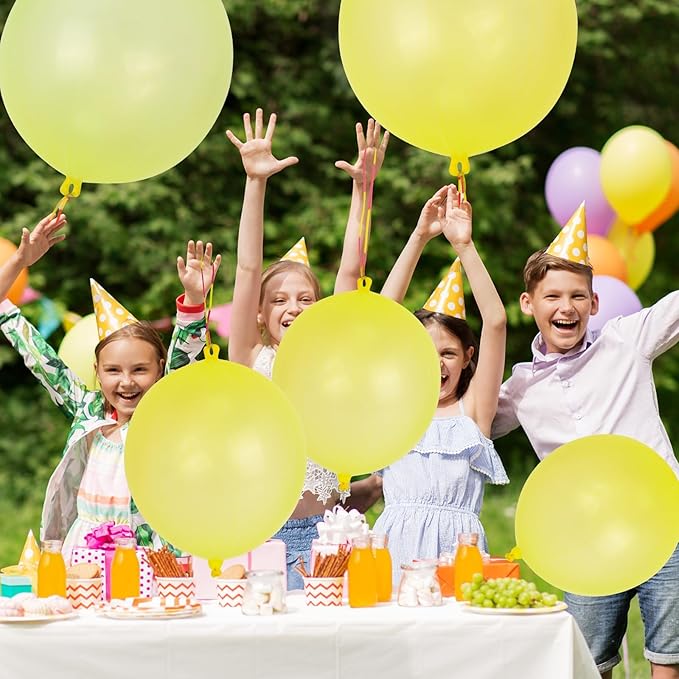 24 Pcs Yellow Punch Balloons Bounce with Rubber Band Handle Punching Balloon Heavy Duty for Birthday party favors, Kid (Yellow)