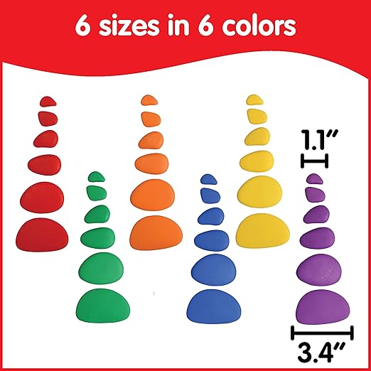 Rainbow Pebbles - Set of 36 Sorting and Stacking Stones with 20 Activity Cards - in Home Learning Toy for Early Math